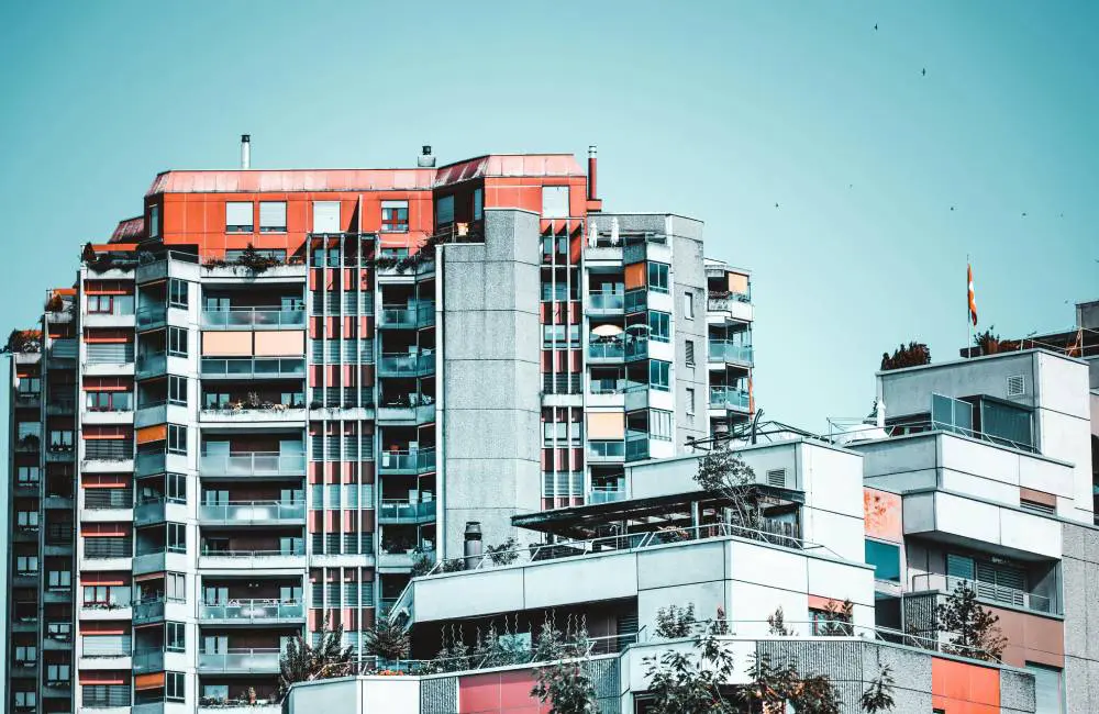 A large building with many windows and balconies.